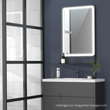 Nuevo diseño espejo de baño iluminado con estante